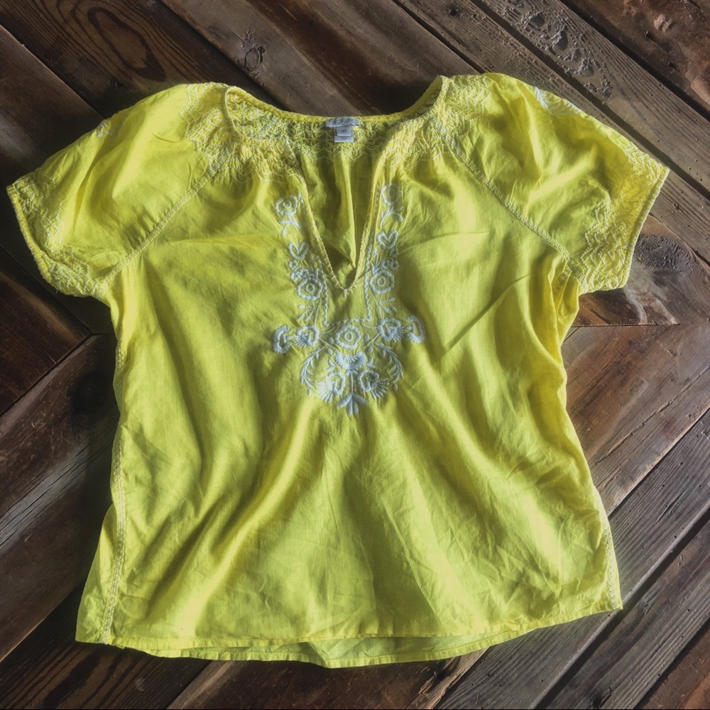 J.Crew Yellow Embroidered Blouse